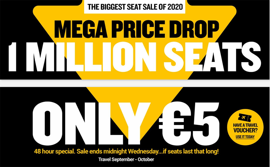 Loty za €5 – gigantyczna wyprzedaż w Ryanair