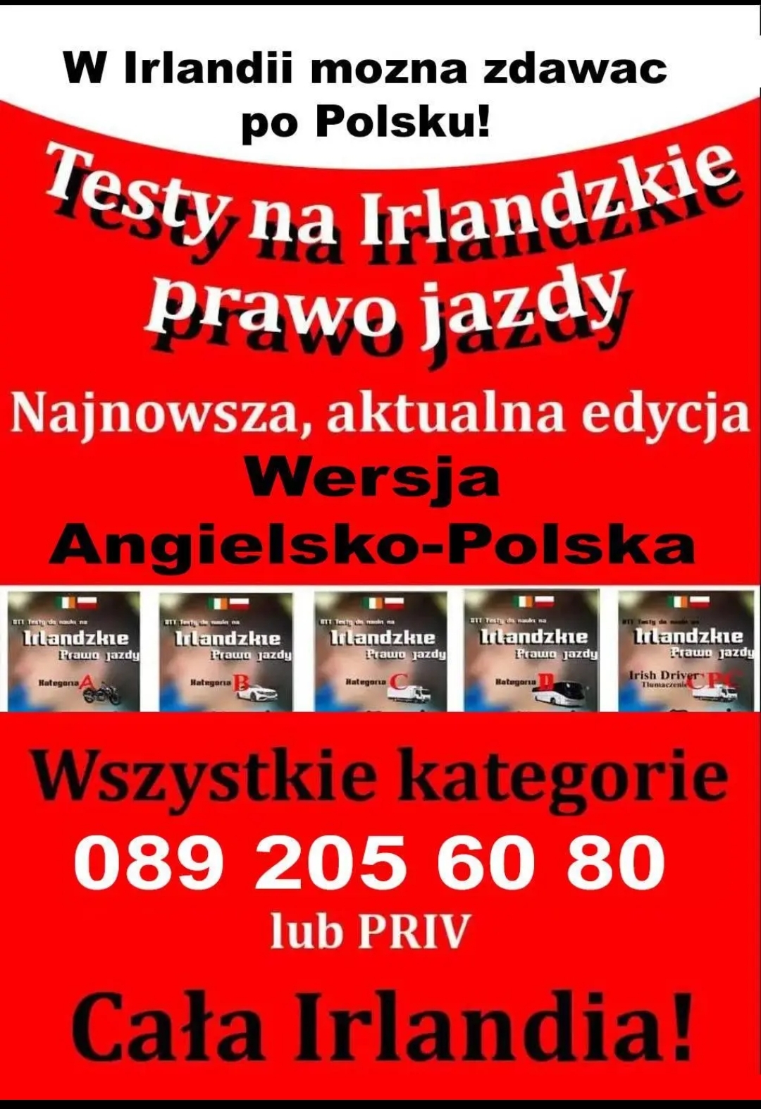 Testy do nauki na Irlandzkie prawo jazdy po Polsku